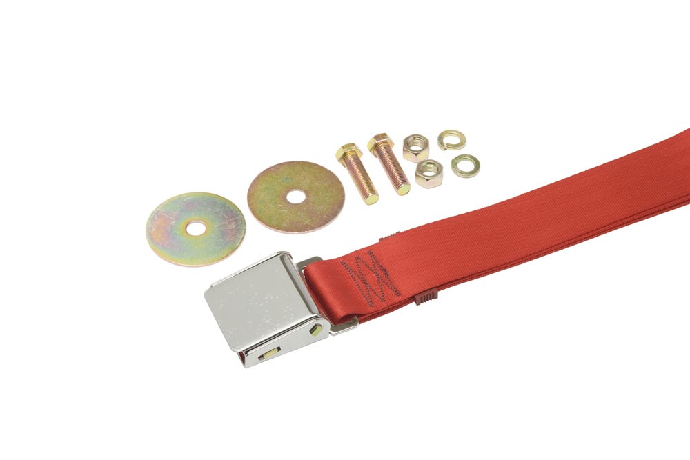 1958-1972 Seat Belts With Chrome Buckle RED