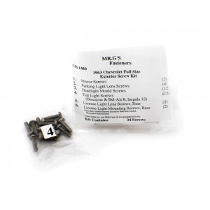 1963 Chevrolet Full-Size Exterior Trim Screw Kit -34 pieces