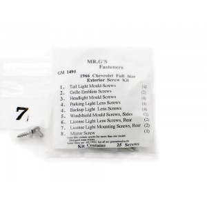 1966 Chevrolet Full-Size Exterior Trim Screw Kit -25 pieces