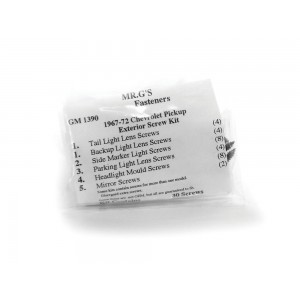 1967-1972 Chevrolet Pickup Exterior Trim Screw Kit -30 pieces