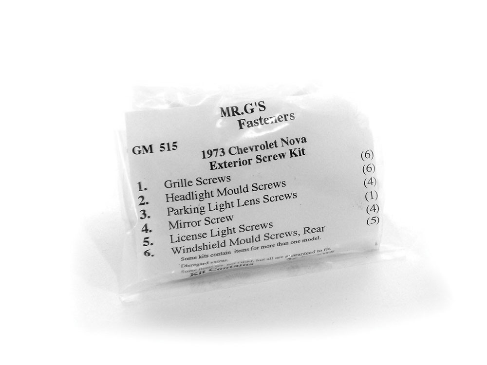 1973 Chevrolet Nova Exterior Trim Screw Kit -26 pieces