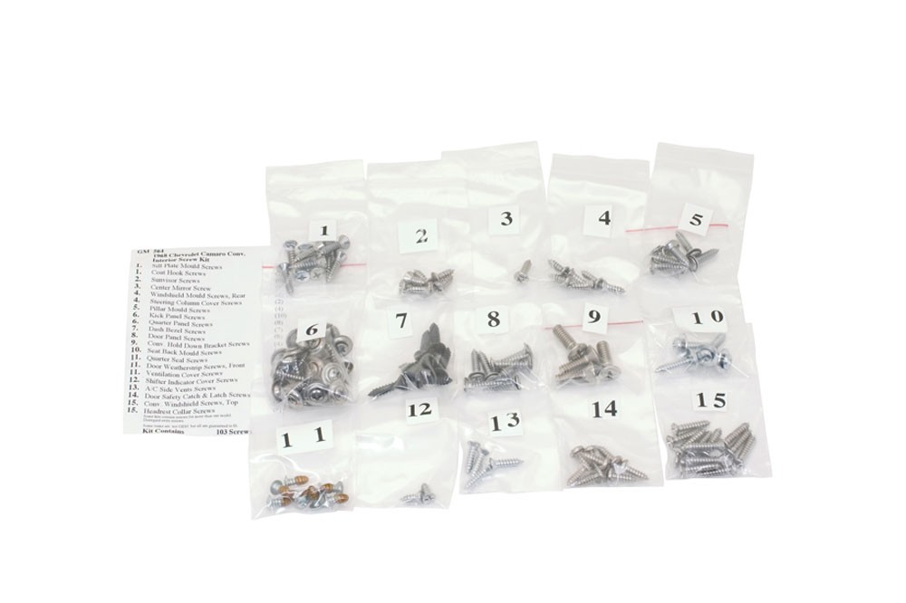1968 Chevrolet Camaro Convertible Interior Trim Screw Kit -103 pieces