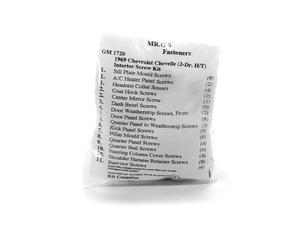 1969 Chevrolet Chevelle 2 Door Hardtop Interior Trim Screw Kit -75 pieces